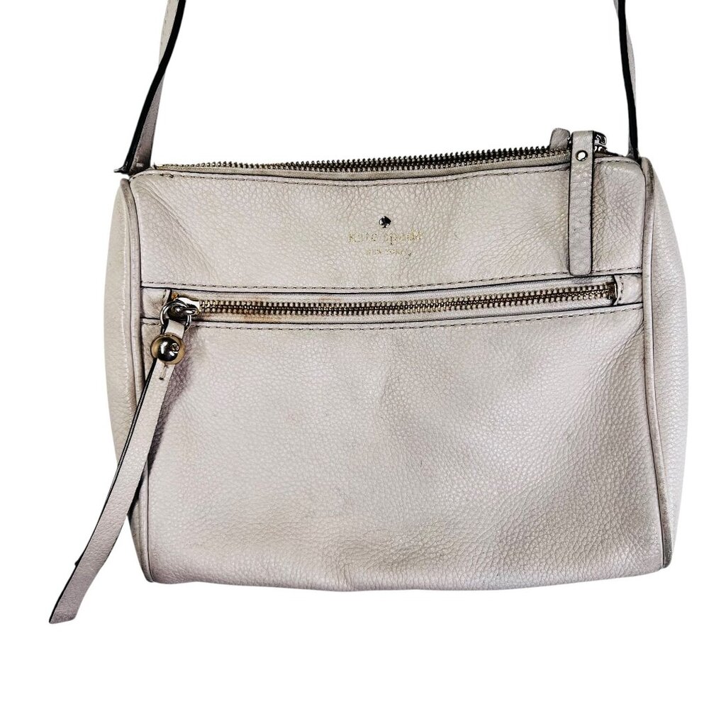 Kate Spade Pebbled Leather Crossbody Bag Beige Sand Cobble Hill Ellen Zip Pocket - Picture 2 of 16